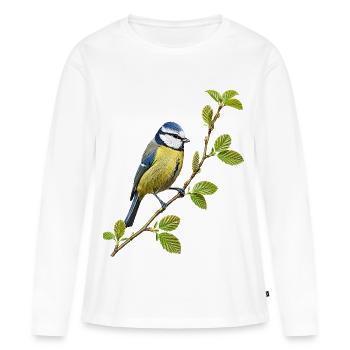 Blaumeise - Frauen Premium Bio Langarmshirt - Weiß - Vorne - Julia (174cm)