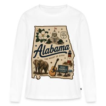 Autocollant vintage de la fierté de l’État de l’Alabama illustré - T-shirt manches longues Premium bio Femme - blanc - Devant - Julia (174cm)