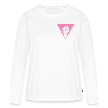 Angle rose, féroce! - T-shirt manches longues Premium bio Femme - blanc - Devant - Julia (174cm)