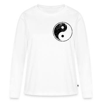 yin yang monochrome - T-shirt manches longues Premium bio Femme - blanc - Devant - Julia (174cm)