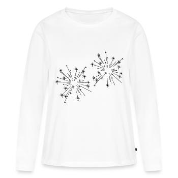 Feux d’artifice - T-shirt manches longues Premium bio Femme - blanc - Devant - Julia (174cm)