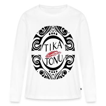 Tika Tonu Maori Design - Maori T-Shirt - T-shirt manches longues Premium bio Femme - blanc - Devant - Julia (174cm)