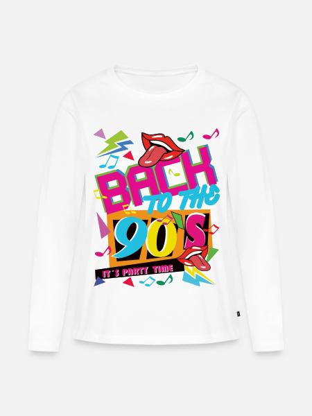 TILBAKE TIL 90-TALLET ER DET FESTTID - Ekologisk långärmad premium-T-shirt dam - vit