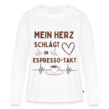 Espresso beat – heart with caffeine beat - Women's Premium Organic Long Sleeve Shirt - white - Front - Julia (174cm)