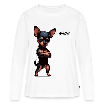 Pas de Pinscher miniature Pinscher Propriétaire de Pinscher - T-shirt manches longues Premium bio Femme - blanc - Devant - Julia (174cm)