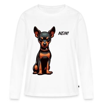 Pas de Pinscher miniature Pinscher Propriétaire de Pinscher - T-shirt manches longues Premium bio Femme - blanc - Devant - Julia (174cm)
