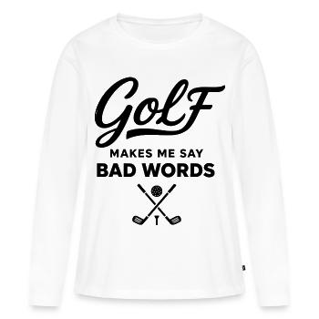 Golf et Gros Mots : L'Humour du Golfeur - T-shirt manches longues Premium bio Femme - blanc - Devant - Julia (174cm)