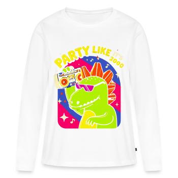 Dino Party Boombox Neon - T-shirt manches longues Premium bio Femme - blanc - Devant - Julia (174cm)