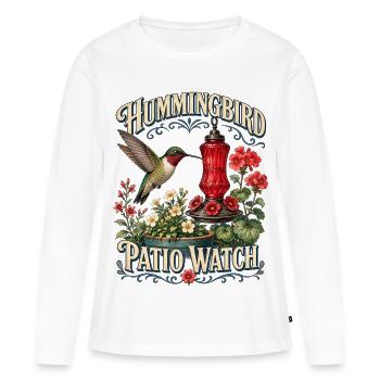 HUMMINGBIRD PATIO WATCH - Frauen Premium Bio Langarmshirt - Weiß - Vorne - Julia (174cm)