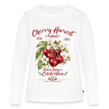 Kirscherntefest-Druck - Frauen Premium Bio Langarmshirt - Weiß - Vorne - Julia (174cm)