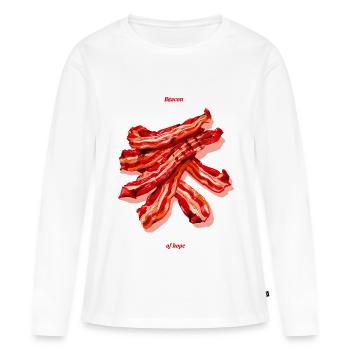 Bacon der Hoffnung: Rotgoldene Streifen - Frauen Premium Bio Langarmshirt - Weiß - Vorne - Julia (174cm)