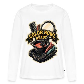 COLOR BOWL READY - Frauen Premium Bio Langarmshirt - Weiß - Vorne - Julia (174cm)
