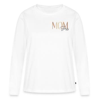 Maman patron or rose - T-shirt manches longues Premium bio Femme - blanc - Devant - Julia (174cm)