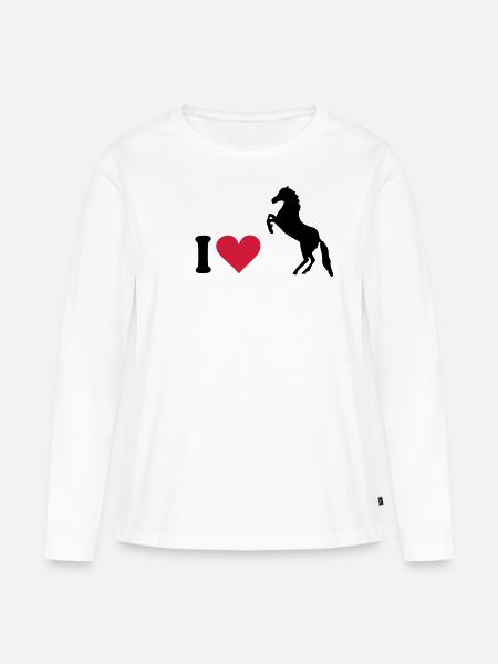 Pferd - Pferde - Frauen Premium Bio Langarmshirt - Weiß