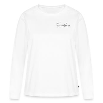 Amitié - T-shirt manches longues Premium bio Femme - blanc - Devant - Julia (174cm)