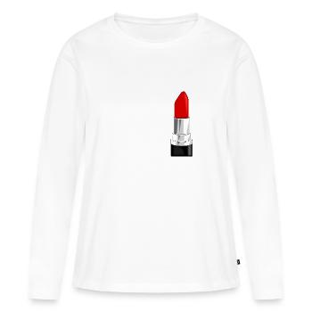 lipstick - Lippenstift rot - Frauen Premium Bio Langarmshirt - Weiß - Vorne - Julia (174cm)