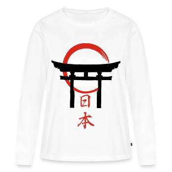 Torii Gate (Black) - Women's Premium Organic Long Sleeve Shirt - white - Front - Julia (174cm)