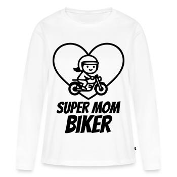 Super Mom Biker – Motorcycle Heart - Women's Premium Organic Long Sleeve Shirt - white - Front - Julia (174cm)