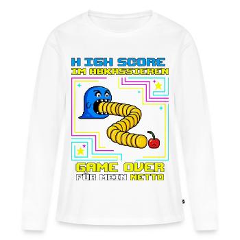 Meilleur score en encaissant - T-shirt manches longues Premium bio Femme - blanc - Devant - Julia (174cm)