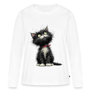Cat your Day - Women's Premium Organic Long Sleeve Shirt - white - Front - Julia (174cm)