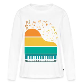 Cadeau pour musicien piano piano : idée cadeau - T-shirt manches longues Premium bio Femme - blanc - Devant - Julia (174cm)