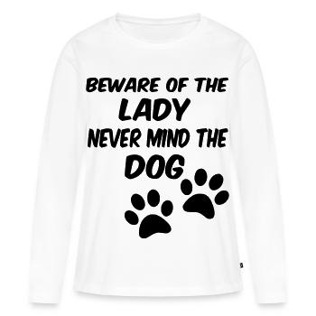 Faites attention à la dame pas au chien, aux chiens femme * - T-shirt manches longues Premium bio Femme - blanc - Devant - Julia (174cm)