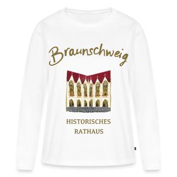Rathaus Braunschweig, Niedersachsen - Frauen Premium Bio Langarmshirt - Weiß - Vorne - Julia (174cm)