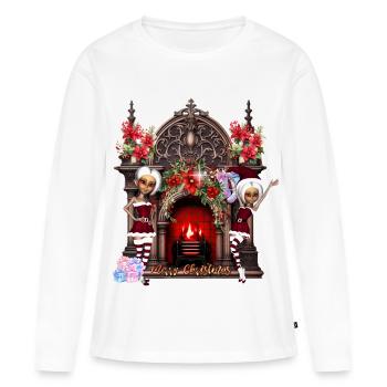 The elves look forward to Christmas. - Women's Premium Organic Long Sleeve Shirt - white - Front - Julia (174cm)