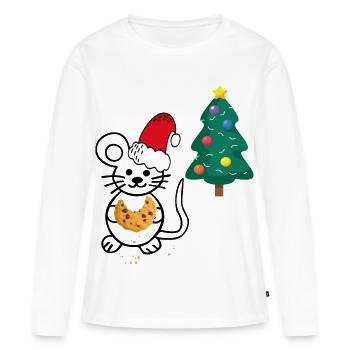 Christmas, Christmas Tree, Mouse - Women's Premium Organic Long Sleeve Shirt - white - Front - Julia (174cm)