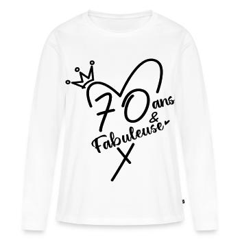 70 Years and Fabulous Wife Anniversary Gift - Women's Premium Organic Long Sleeve Shirt - white - Front - Julia (174cm)