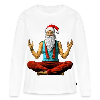 Méditation Yogi de Noël - T-shirt manches longues Premium bio Femme - blanc - Devant - Julia (174cm)