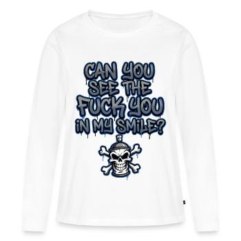 Graffiti Skull Saying Provocative - Women's Premium Organic Long Sleeve Shirt - white - Front - Julia (174cm)