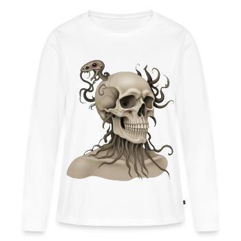 SKULL #2 - dark hell - T-shirt manches longues Premium bio Femme - blanc - Devant - Julia (174cm)