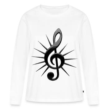 Schwarze Noten mit Strahlen - Frauen Premium Bio Langarmshirt - Weiß - Vorne - Julia (174cm)