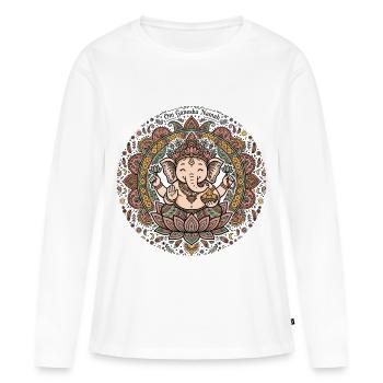 Om Ganesha Namah Bunt Lotus - Frauen Premium Bio Langarmshirt - Weiß - Vorne - Julia (174cm)