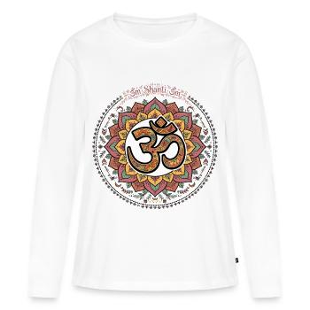 Om Shanti Om Bunt Lotus Mandal - Frauen Premium Bio Langarmshirt - Weiß - Vorne - Julia (174cm)