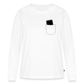 Breast pocket with mobile phone - Women's Premium Organic Long Sleeve Shirt - white - Front - Julia (174cm)