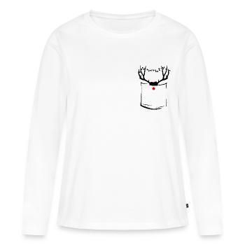 renne Rudolf || Noël - T-shirt manches longues Premium bio Femme - blanc - Devant - Julia (174cm)