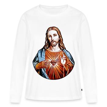Jésus-Christ * Jésus-Christ NAZARETH Sauveur - T-shirt manches longues Premium bio Femme - blanc - Devant - Julia (174cm)