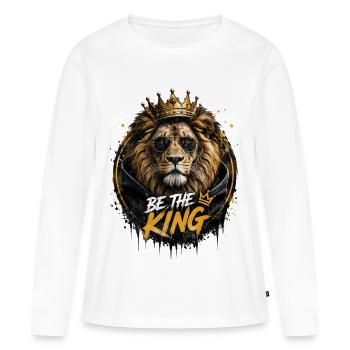 Royal lion with crown and sunglasses - Women's Premium Organic Long Sleeve Shirt - white - Front - Julia (174cm)