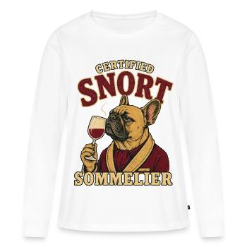 Zertifizierter Snort-Sommelier Französischer Bulldogge - Frauen Premium Bio Langarmshirt - Weiß - Vorne - Julia (174cm)