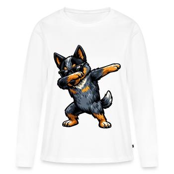 Dabbing Australian Cattle Dog - Frauen Premium Bio Langarmshirt - Weiß - Vorne - Julia (174cm)