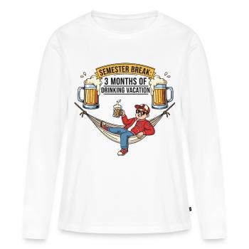 Vacances semestrielles : Vacances pour beuverie - T-shirt manches longues Premium bio Femme - blanc - Devant - Julia (174cm)