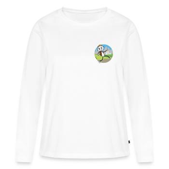 Wander Figur verabschiedet sich. - Frauen Premium Bio Langarmshirt - Weiß - Vorne - Julia (174cm)