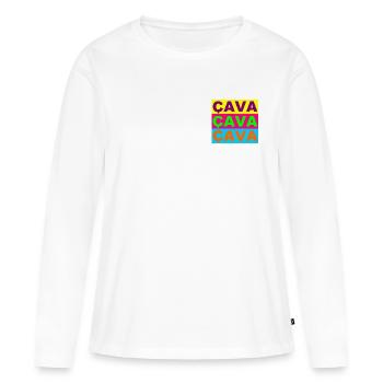 Cava Pop Triptyque - T-shirt manches longues Premium bio Femme - blanc - Devant - Julia (174cm)