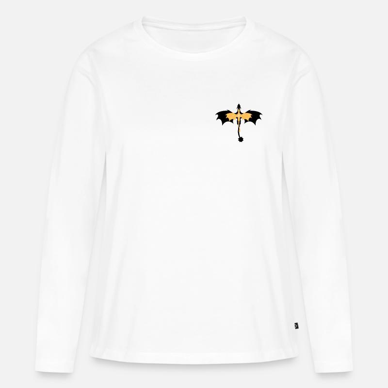 Drache gold schwarz - Frauen Premium Bio Langarmshirt - Weiß