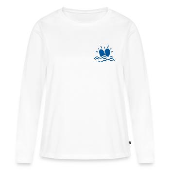 Cœur et houle – L’émotion au fil de l’océan - T-shirt manches longues Premium bio Femme - blanc - Devant - Julia (174cm)
