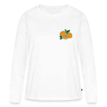 Orange Print - Women's Premium Organic Long Sleeve Shirt - white - Front - Julia (174cm)