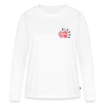 Kisses - Minimalist Pop Art - Women's Premium Organic Long Sleeve Shirt - white - Front - Julia (174cm)