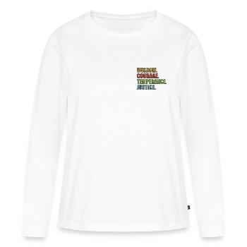 4 Vertus stoïcienes Arc-en-ciel rétro - T-shirt manches longues Premium bio Femme - blanc - Devant - Julia (174cm)